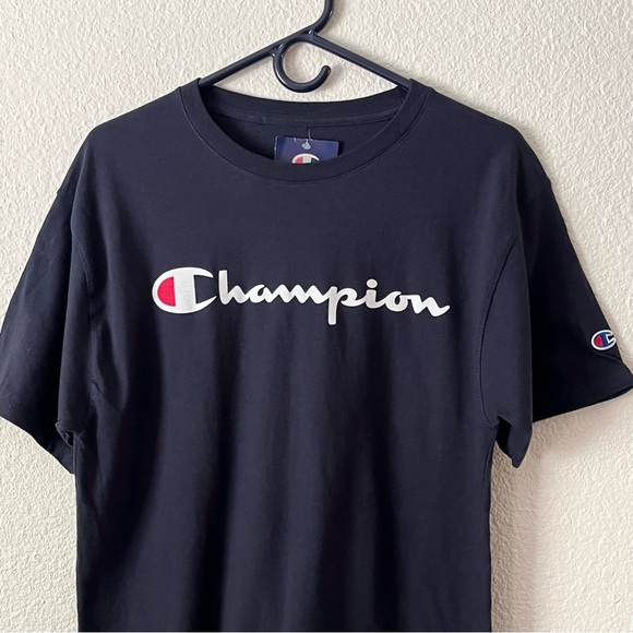 Champion Navy Blue Crew Neck Short Sleeve Tee Casual Athletic Wear Mens Size M - Picture 3 of 7